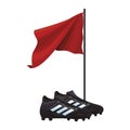 Soccer boots and flag