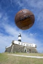 Soccer Brazil Salvador Lighthouse with Vintage Football