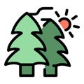 Soccer camp forest icon vector flat