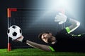 Goalkeeper defending a corner kick.Soccer. Fotball match.Championship concept with soccer ball. Royalty Free Stock Photo