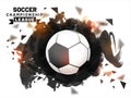 Soccer championship league concept with soccer ball on grungy br Royalty Free Stock Photo