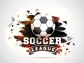 Soccer championship league concept with soccer ball on grungy br Royalty Free Stock Photo