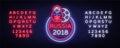 Soccer championship logo neon vector. Soccer neon sign, European Football Cup 2018, Light Banner, Design Template whit Royalty Free Stock Photo