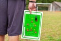 Soccer coach with combination board Royalty Free Stock Photo