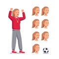 Soccer coach woman shouting raising clenched fist