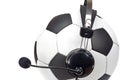 Soccer concept, ball as commentator Royalty Free Stock Photo