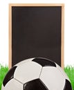 Soccer concept - grass, board and soccer ball
