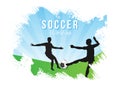 Soccer concept with players in playing action.