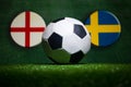 Soccer 2018. Creative concept. Soccer ball on green grass. Support your country or cheer concept. Royalty Free Stock Photo