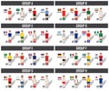 Soccer cup 2018 team group set . Football players with jersey uniform and national flags . Vector for international world champion Royalty Free Stock Photo