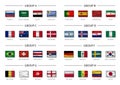 Soccer cup team group set . Realistic wavy national flags . Vector for international world championship tournament 2018 Royalty Free Stock Photo