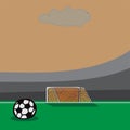 Soccer doodle goal with ball on field. Royalty Free Stock Photo