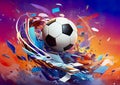 A soccer dynamic swirl against a colorful backdrop, capturing the thrill of online sports betting