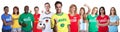 Soccer fan from Brazil with fans from other countries Royalty Free Stock Photo