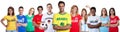 Soccer fan from Brazil with supporters from other countries Royalty Free Stock Photo