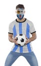 Soccer fan man with his team`s jersey Royalty Free Stock Photo