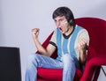 Soccer fan man with his team`s jersey Royalty Free Stock Photo