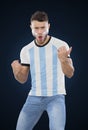 Soccer fan man with his team`s jersey Royalty Free Stock Photo