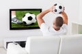 Soccer fan watching a game Royalty Free Stock Photo