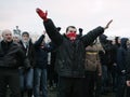 Soccer fans against authorities Royalty Free Stock Photo