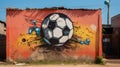 Soccer Fever: Dynamic Graffiti Depicts a Vibrant Soccer Ball Mural