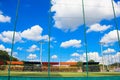 Soccer field with artificial turf in a stadium,Mae-Hia Public`s Royalty Free Stock Photo