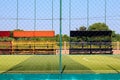 Soccer field with artificial turf in a stadium,Mae-Hia Public`s Royalty Free Stock Photo