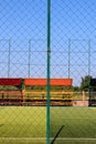 Soccer field with artificial turf in a stadium,Mae-Hia Public`s Royalty Free Stock Photo