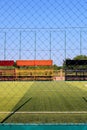 Soccer field with artificial turf in a stadium,Mae-Hia Public`s Royalty Free Stock Photo