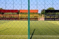 Soccer field with artificial turf in a stadium,Mae-Hia Public`s Royalty Free Stock Photo