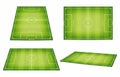 Soccer field collection. Football fields. Top view and perspective view Royalty Free Stock Photo