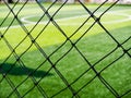 Football field, corner side, made from synthetic lawn Royalty Free Stock Photo