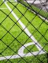 Football field, corner side, made from synthetic lawn Royalty Free Stock Photo