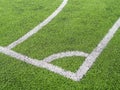 Soccer field, corner side, made from synthetic lawn Royalty Free Stock Photo