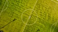 Soccer field in the countryside, aerial view from drone Royalty Free Stock Photo