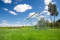 Soccer field and empty net