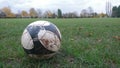 A close up of a football on the ground Royalty Free Stock Photo