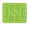 Soccer field marking logo, empty stadium icon, green grass, football lawn, web game graphics element. Playground vector