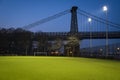 Soccer field near Williamsburg Bridge, New York City Royalty Free Stock Photo