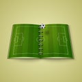 Soccer field. Open book with football field Royalty Free Stock Photo