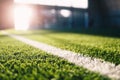 Soccer Field Sideline at Sunny Day. Summer Day at Sports Field