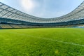 Soccer field stadium and stadium seats Royalty Free Stock Photo