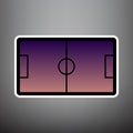 Soccer field. Vector. Violet gradient icon with black and white