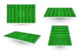 Soccer fields in four different positions green set. Football pitches, stadiums. Royalty Free Stock Photo