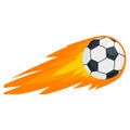 Soccer fire ball icon, flat style