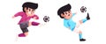 Soccer football action play shoot kick ball character sport athlete cartoon Royalty Free Stock Photo