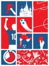 Soccer / Football Background. Russian Theme Football Retro Poster.