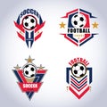 Soccer Football Badge Logo Design Templates | Sport Team Identity Vector Illustrations isolated on blue Background