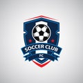 Soccer Football Badge Logo Design Templates | Sport Team Identity Vector Illustrations isolated on blue Background