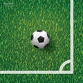 Soccer football ball in corner area of soccer field with green grass pattern texture background. Vector Royalty Free Stock Photo